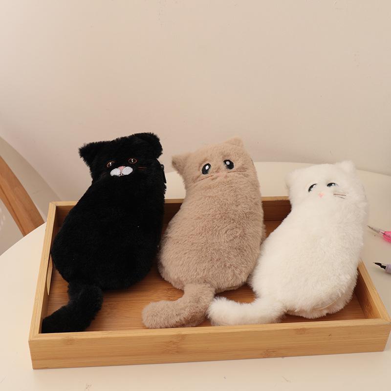 Cartoon Cute Cat Animals Plush Pencil Case Large Capacity Portable Travel Storage Bag School Supply Student Stationery Kids Gift