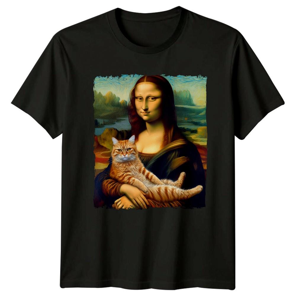 Mona Lisa Cat Parody TShirt Funny Cat Art Tee Unisex T-Shirt