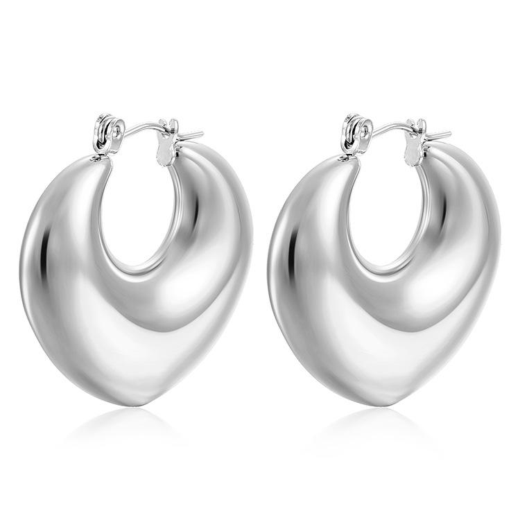 Stainless Steel Women's Hollow Earrings Round Gold-plated Earrings 18K Oval Light Luxury Earrings