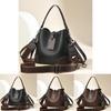Fashionable Women's Bucket Bag Large Capacity Vintage Style With Wide Shoulder Strap In Black And Coffee