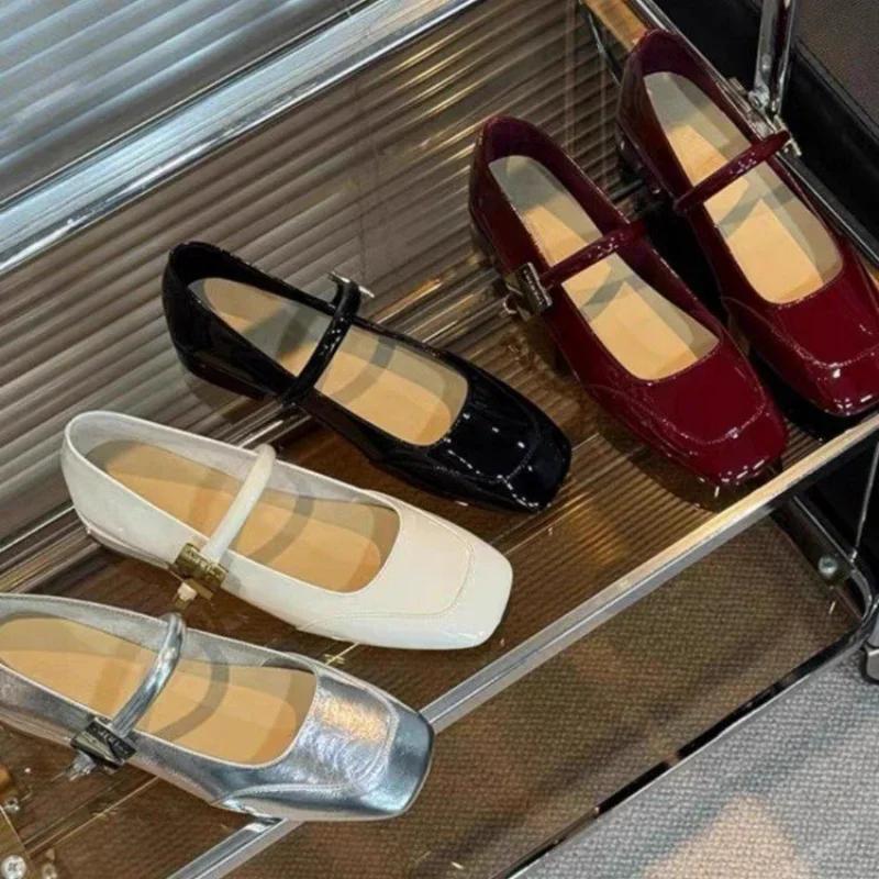 Boty Mary Jane pro ženy Módní dámské boty na středním podpatku Měkké a pohodlné červené baleríny Zapatos De Mujer