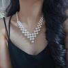 Design Sense Retro High Quality Imitation Australian White Artificial Pearl Woven Necklace Evening Chain