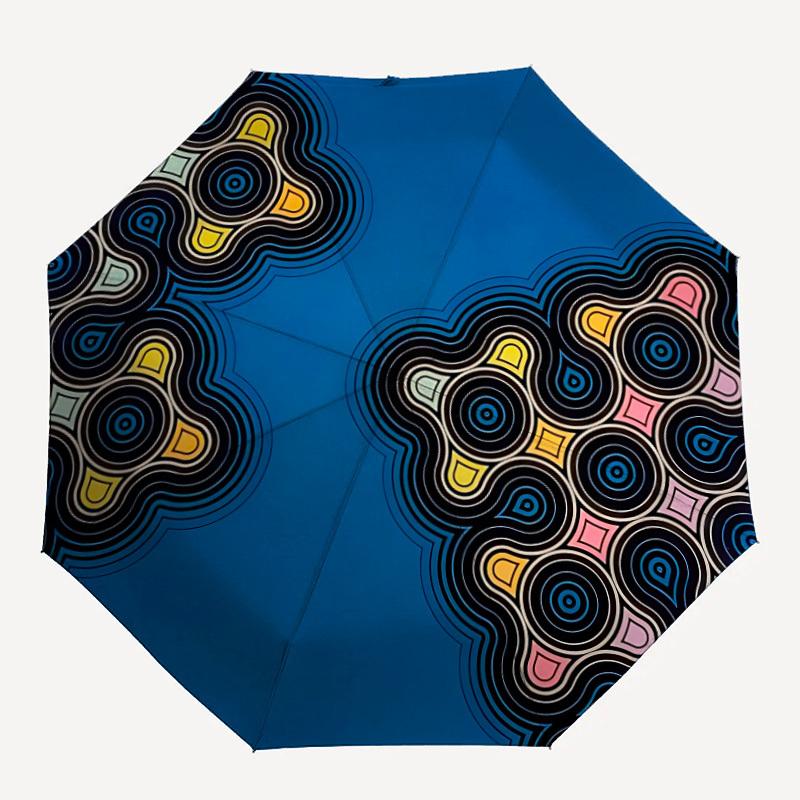 1pc Abstract Pattern Automatic Folding Umbrella - Portable Collapsible Design, 8-Rib Iron Frame, Durable Fabric Yy251125214