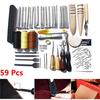59PCS Leather Craft Tools Kit Set For Hand Stitching Sewing Punch Carving Stamp