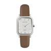 [RUMTTON] RUMTTON Harbor White Mother-of-Pearl Silver Watch with Brown Leather Band