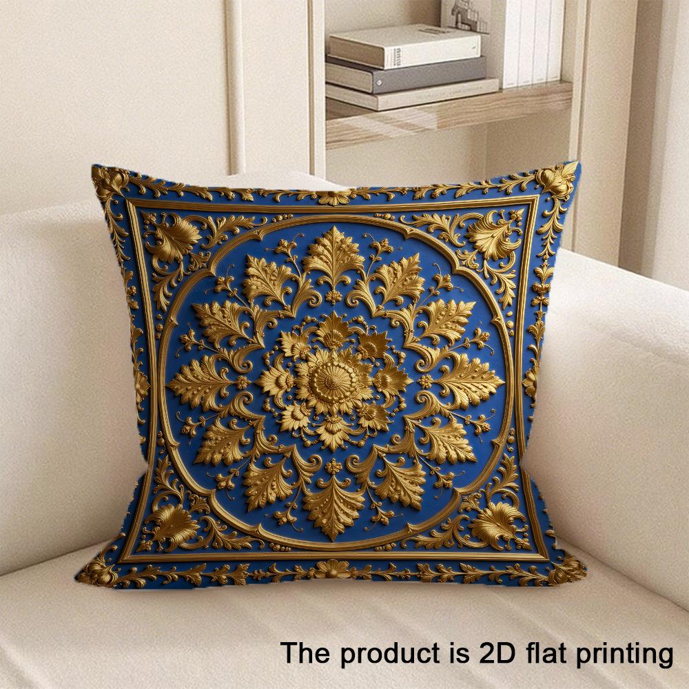 1pc Luxurious Crown-Printed Red Velvet Pillowcase Sofa Cushion Cover Home Bedroom Room Decoration