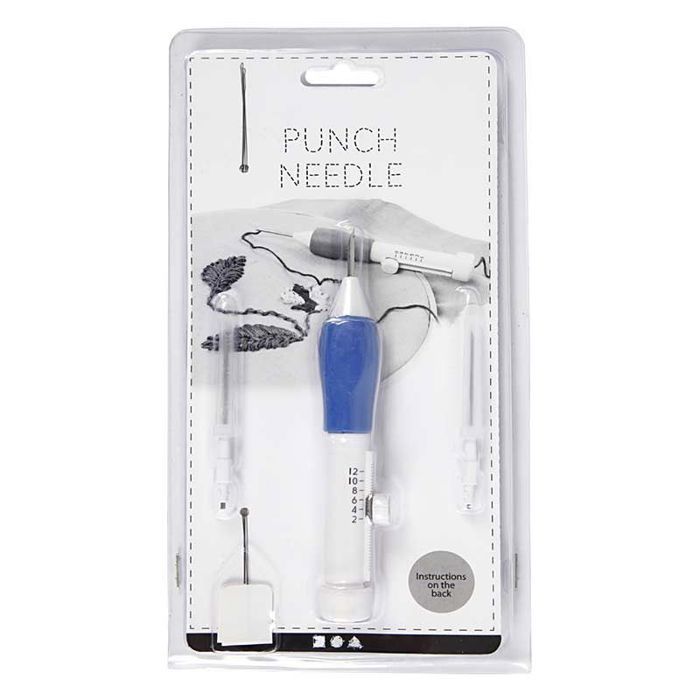 Punch Needle for Embroidery - CREOTIME - Ref 46131 - 1 Soft Grip Needle Holder - 3 Needles - 2 Threaders