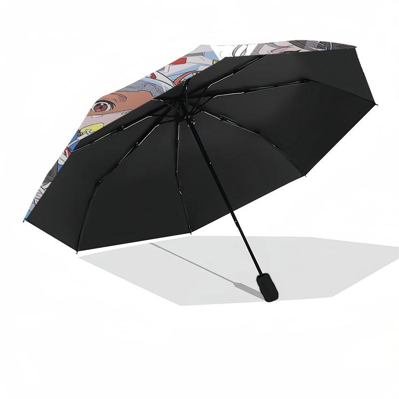 1pc Outdoor Umbrella with Anime Characters - Automatic Opening/Closing, Portable 3-Fold Design, 8-Rib Iron Frame - Perfect Gift for Fans, Travele