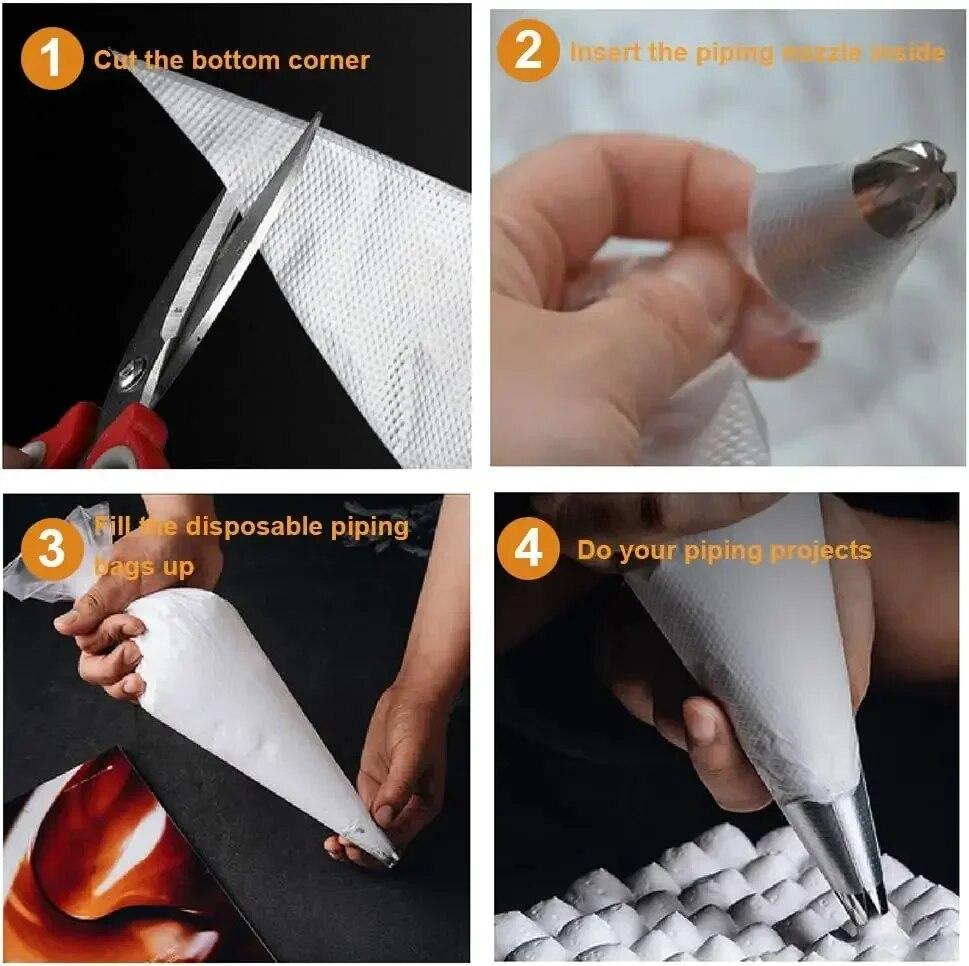 SML20 50 100 buc. Pungi de patiserie de unica folosinta Echipament de patiserie Accesorii pentru patiserie si panificatie Reposteria Unelte pentru tort pentru tort