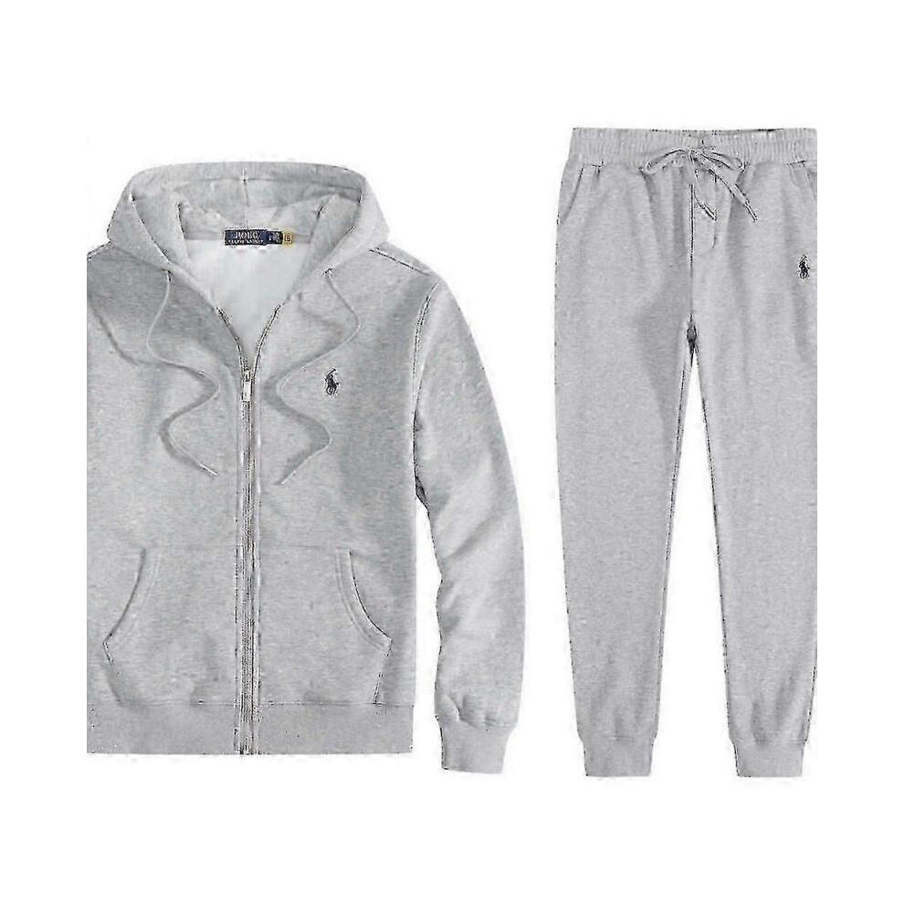 (L,Zwart-wit label hoodie)Heren Set met Geborduurde Polo Hoodie, Fleece Jas en Vest
