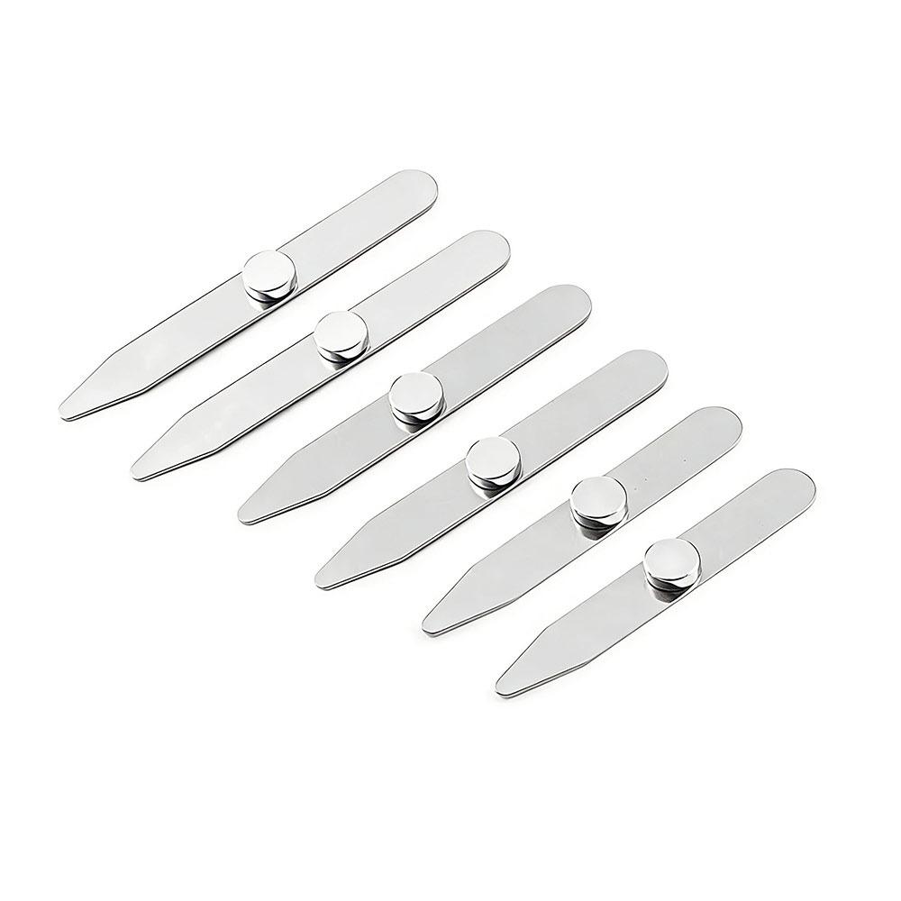 6Pcs New Stainless Steel Collar Stays Magnetic with Box Collar Support Collar Support Plate for Business Men