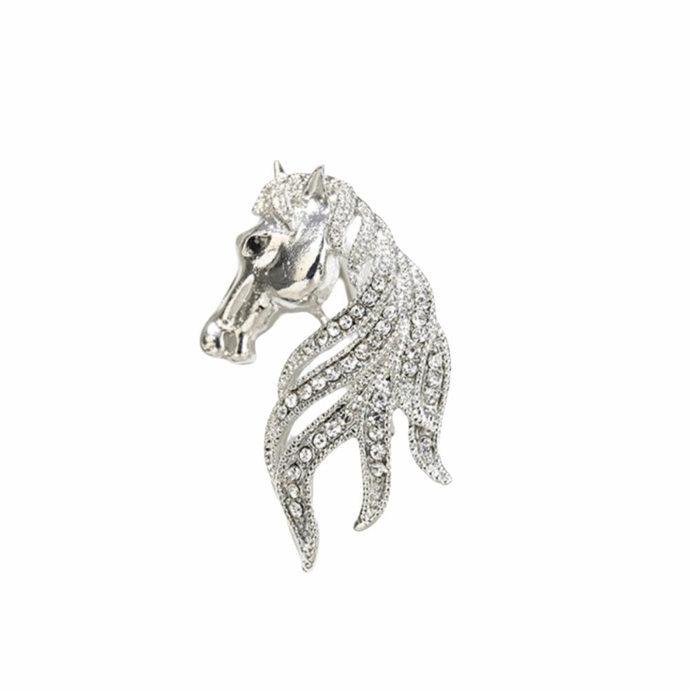 Crystal Vintage Horse Brooch Luxury New Year Lapel Pin Retro Animal Brooch Women Accessories