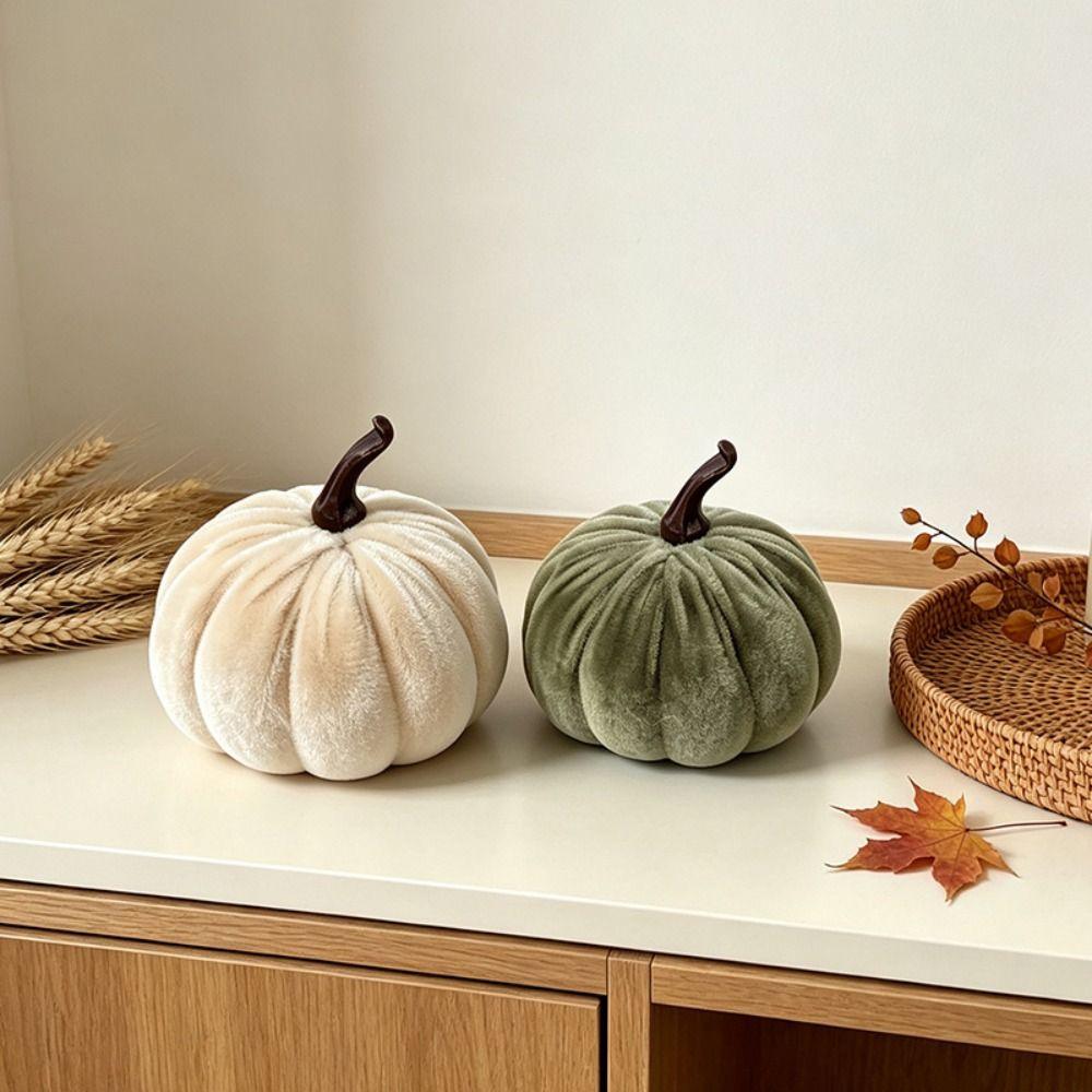 Mini Size Velvet Pumpkin Velvet Fabric Plush Pumpkin Festive Halloween Decoration Halloween Theme