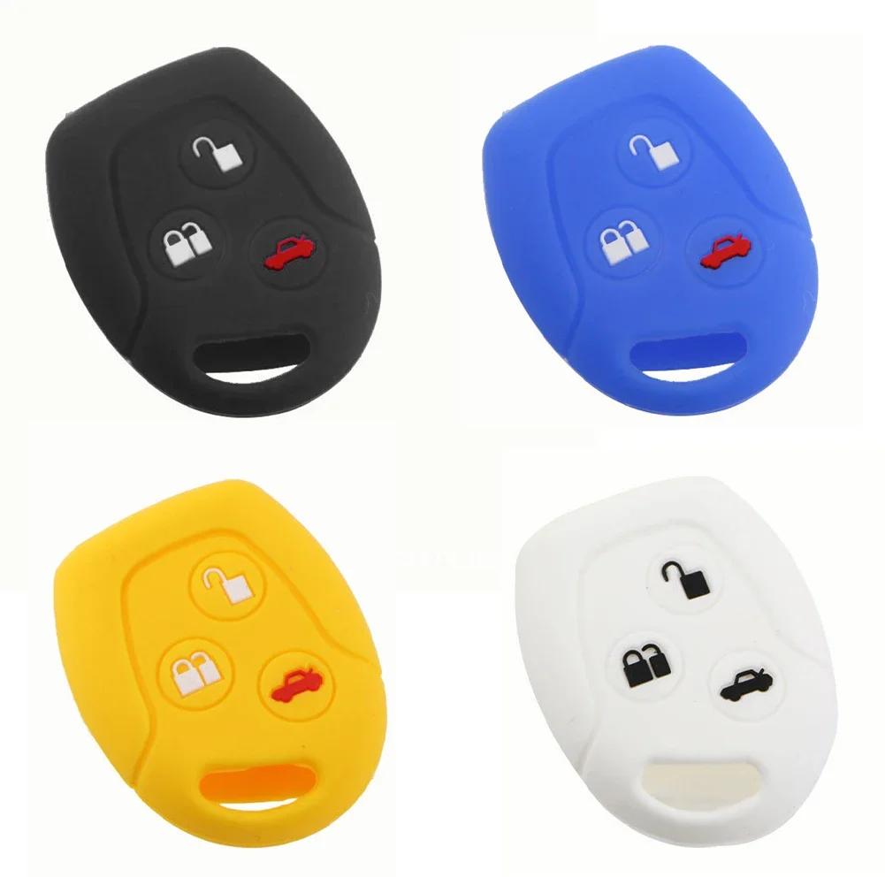 For Ford MONDEO FIESTA FOCUS C-MAX S-MAX TRANSIT KA GALAXY 3 Buttons Car Key Case Cover Remote Holder Fob Silicone