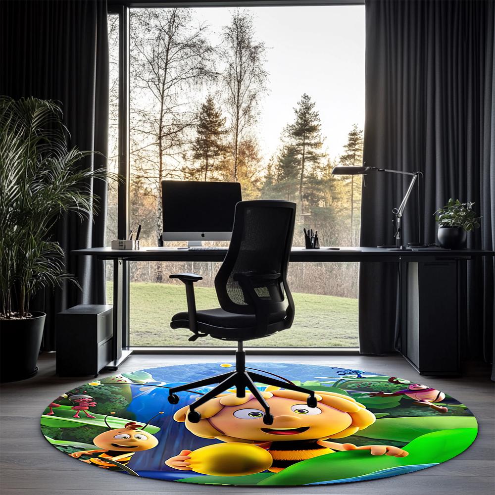 Maya de Bij Bedrukte Ronde Vloerkleed Tapijt Stoelkleed Vloerkleed Entree Deurmatten, voor Kantoorstoel Woonkamer Slaapkamer Keuken.