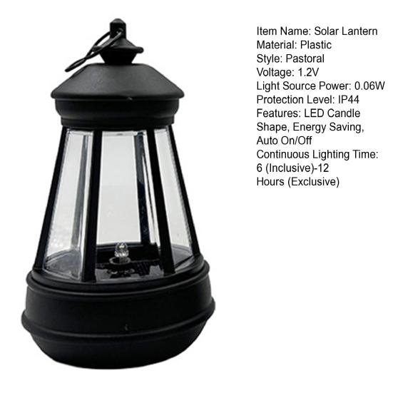 Lanternă solară suspendată în aer liber, rezistentă la apă, cu LED-uri, în formă de lumânare, economisire energie, pornire/oprire automată, lampă decor pentru curte pentru grădină.