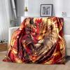 1pc Golden Lion of Fire Cartoon Blanket Soft Throw for Home Decor, Gift Idea, Living Room .K050