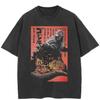 Streetwear Japanese Godzilla Graphic T-Shirt Cotton Washed Black Tshirt Unisex Tops Tees Summer Short Sleeves T Shirt - Men's...