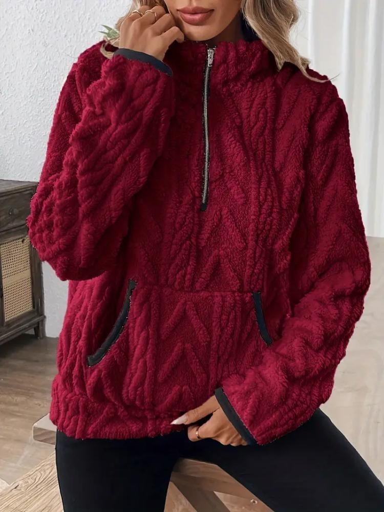 Women Sweatshirt Fleece Zip Up Cozy Pullover with Large Pockets Long Sleeve Casual Winter Fall Zippered Sweatshirt