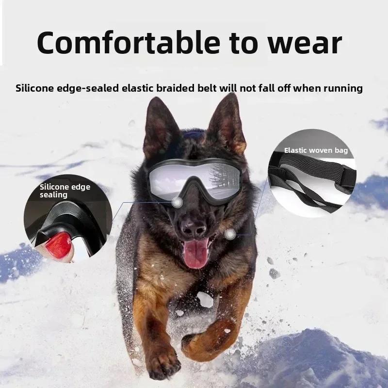 Haustier-Sonnenbrille Verstellbar Anti-UV-Blendung Winddicht Sonnenbrille für Hunde Outdoor Wandern Laufen Strand Alle Rassen Augenschutz Schwarz