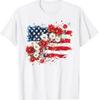 4th of July Floral American Flag Wildflowers Patriotic Women 100% Cotton T-shirt Mens Tees Top