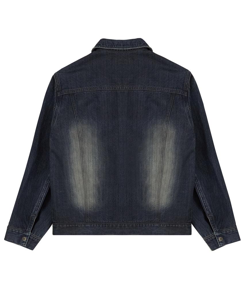 Draw Fit Contrast Washed Denim Jacket [Slate Blue]
