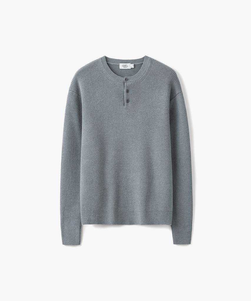 COSTUME O’CLOCK Daily Slim Fit Henley Neck Knit 6 Color Cooskt075