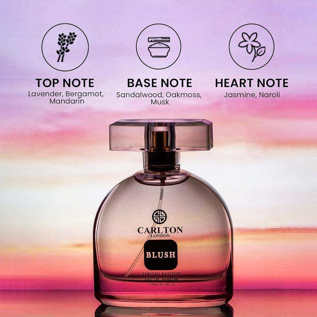 Carlton London Blush Ladies Perfume for Women - 100ml Long Lasting EDP For Her with Lavender, Jasmine, Musk & Sandalwood | Premium Luxury Fragrance |