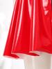 Womens Gothic Punk Wet Look Glossy A-Line Dress Low Neckline Sleeveless Front Zip Back Cross Clubwear