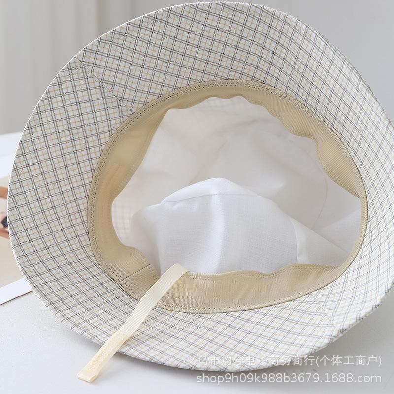 Spring Boutique New Plaid Bucket Hat Women's Spring Summer Versatile Sunshade Sunscreen Hat Showing Washbasin Hat