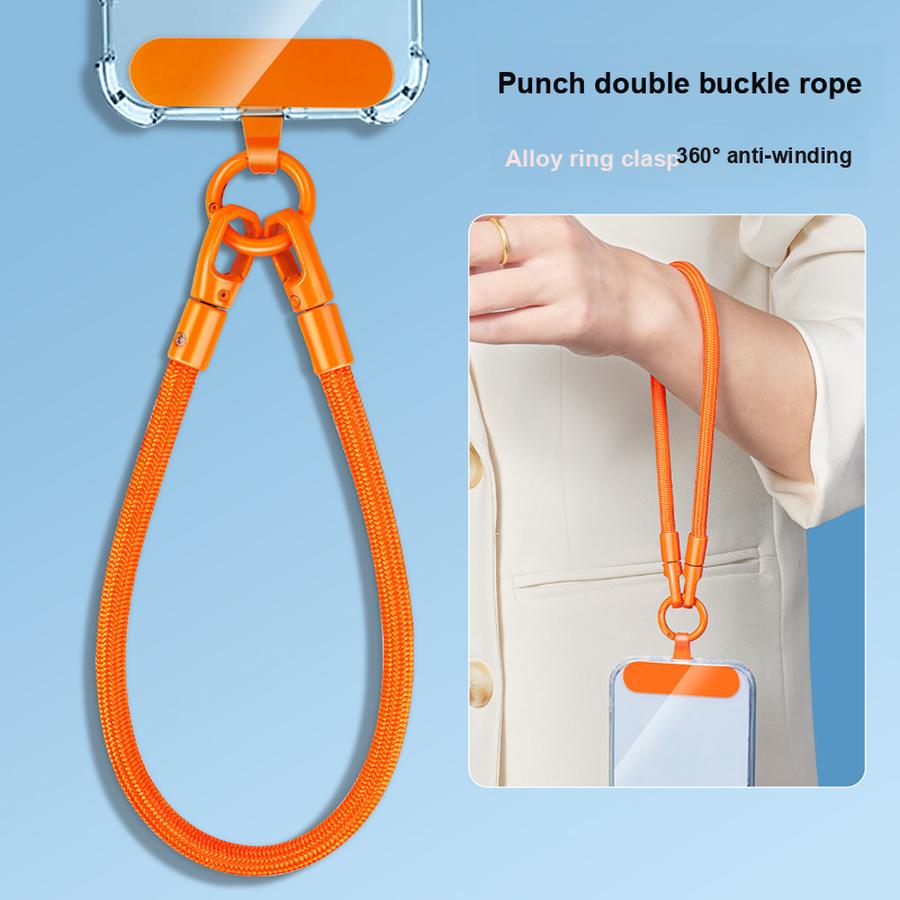 Mobile Phone Lanyard Adjustable Crossbody Neck Strap Rope with Stainless Steel Pads Anti-Lost Anti-Theft Woven Rope