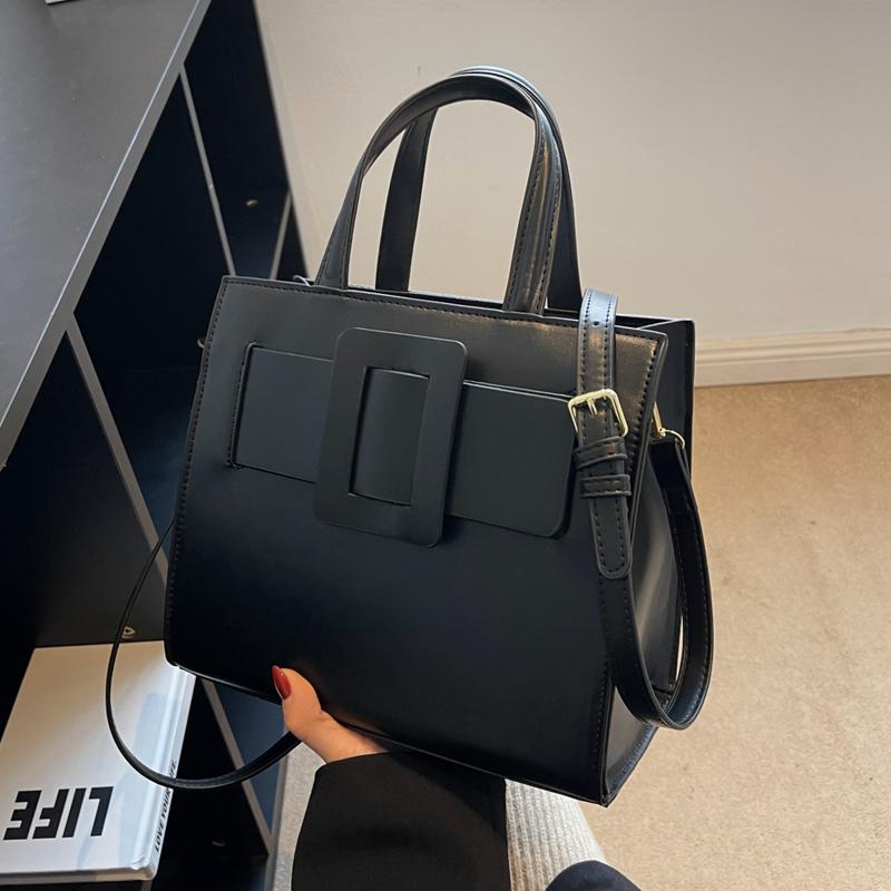 Vintage Red Large Capacity Tote Bag For Women Solid Color Simple Commuting Versatile Handbags  New Female Crossbody Bags