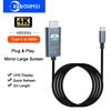 Cabo usb c para hdmi, 4k @ 60hz/30hz tipo c para hdmi, adaptador de exibição de tv de 2m para laptop macbook plug and play