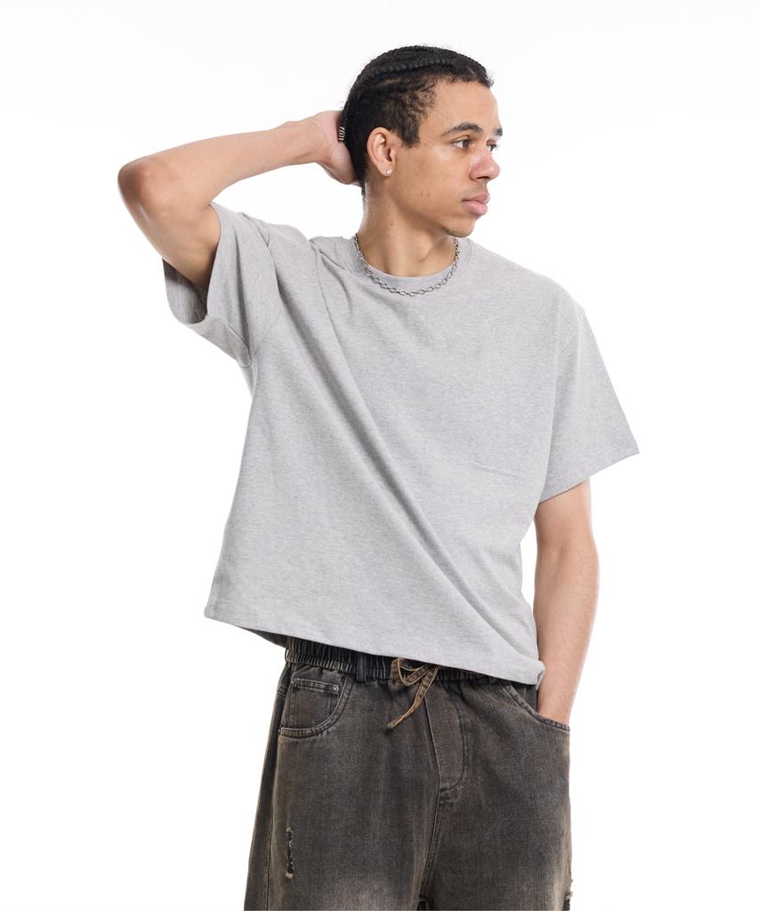 CREAM SODA LAB Men'S Standard Fit Cropped Short Sleeve Tee Gray