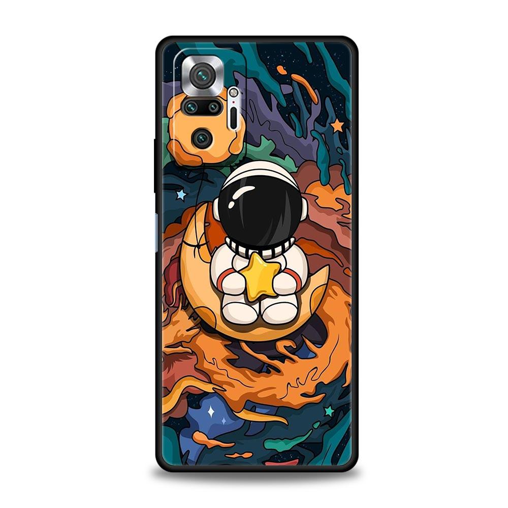 Cartoon Cute Cosmonaut Phone Case Cover for Redmi 14C 10C Note 15 14 13 12 10 11 K40 Pro Plus 5G Shockproof Soft TPU Shell Bags