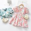 Girls Summer Floral Princess Dress Kids Short Sleeve Sundress Baby Cute Casual Party Gown For Toddler Children Clothing