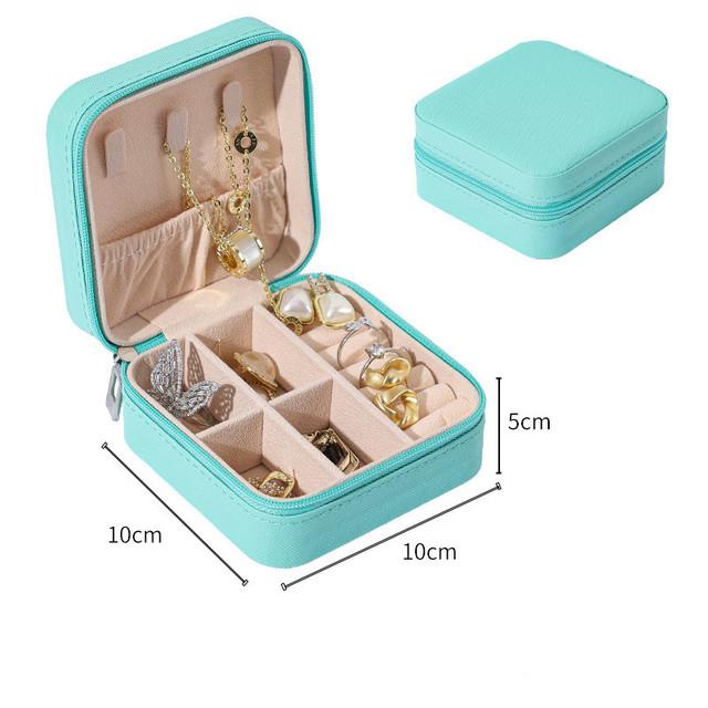Portable Jewelry Box Jewelry Organizer Display Travel Jewelry Case Boxes Button Leather Storage Zipper Jewelers