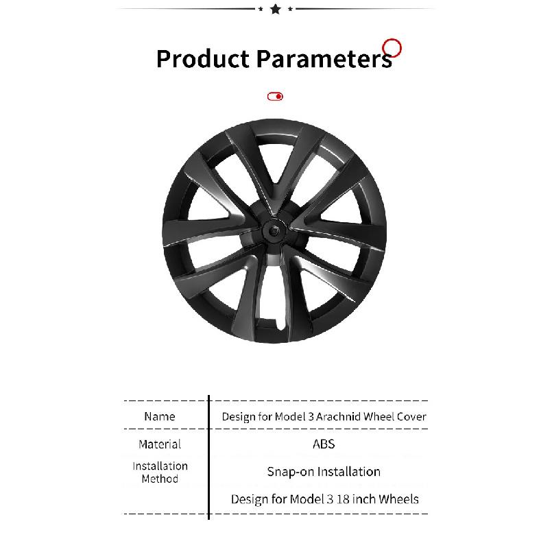 4 STKS Velgdoppen Ontwerp voor Tesla Model 3 Volledige Velgkap 2023 18 Inch Arachnid Wielkap Performance Vervanging Auto Accessoires