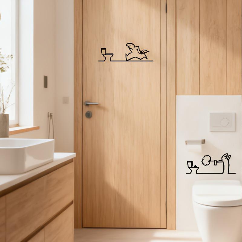 Ornament Semn Metalic Minimalist pentru Baie Simbol Toaletă Figurină Duș Semn Artă pentru Ușă Decor Artă de Perete pentru Casă Design Umoristic