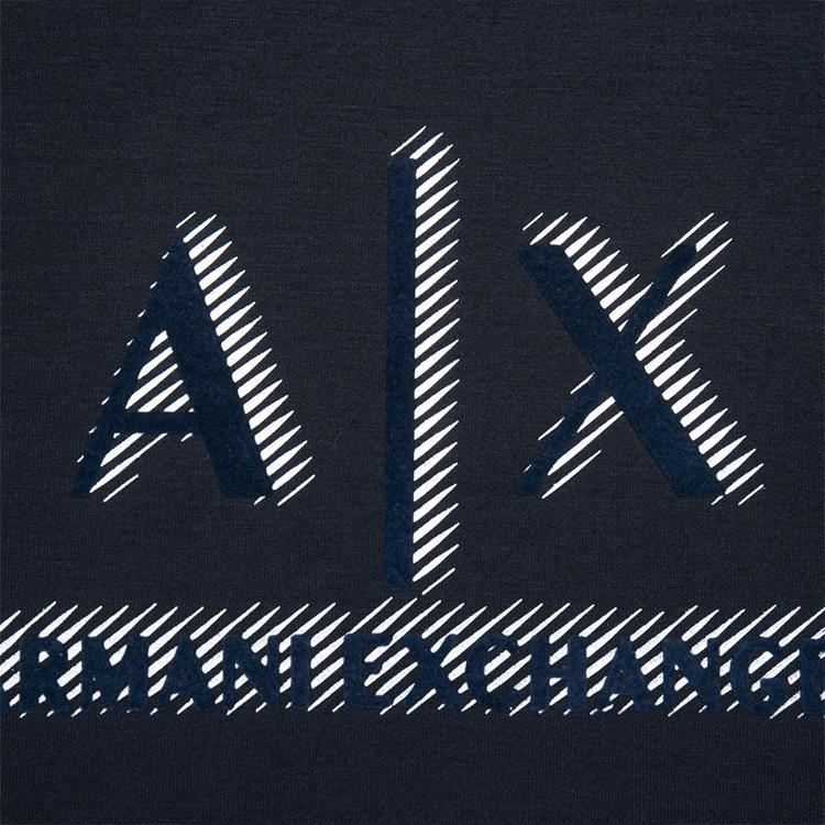 Armani Exchange SS24 Letter Print Crew Neck Casual Sweatshirt Men Sweatshirt Navy-Blue 3DZMSA-Z9N1Z-1583