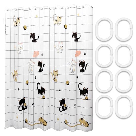 1 Set Shower Curtain Easy Installation Shower Partition Tear-resistant Waterproof Bathtub Curtain for Home Bathroom