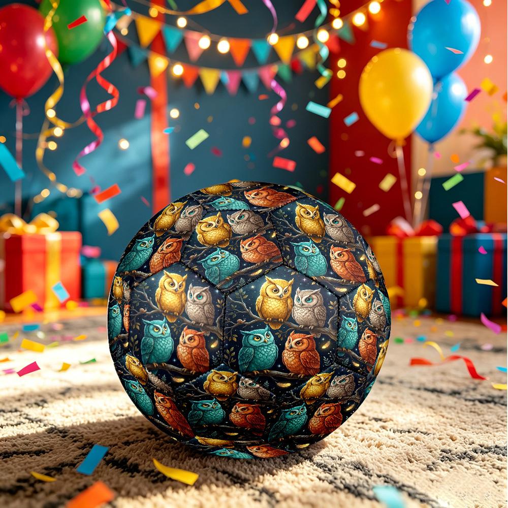 1pc Night Owls Theme Soccer Ball Football, Size 5, Lightweight PVC, Outdoor Training Soccer Ball,Gift C6583
