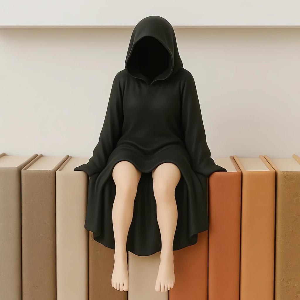 Illustration Girl Anime Figure Gothic Black Robed Girl Figure Mysterious Statue Queen Figurine Ornament Ghost Sculpture Boy Gift