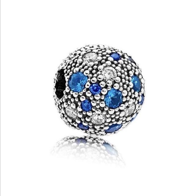 Latest Copper Blue Series Glossy Zircon Bead Fit Pendant Charm Copper Craft Original Bracelet Trinket Handmade Women Jewelry