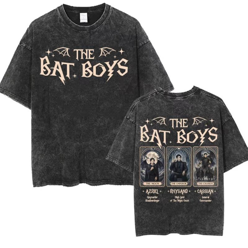 Fladdermusen Nattens hov Acotar Retro Tvättad T-shirt Dam Gotiska T-shirts Cool Oversized T-shirt Y2k Streetwear