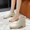 Fashion Ladies Shoes 2024 High Quality Ankle Women's Boots Classics Modern Boots Women Sewing Back Zip Square Heel Shoes Women Zapatos