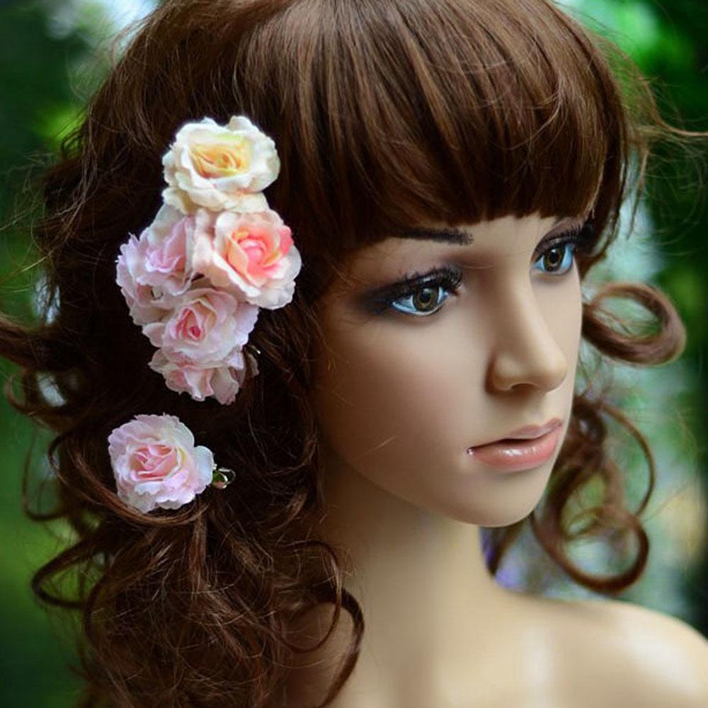 Fashion Bridesmaid Women Brooch Rose Flower Hairpin Hair Clip Wedding
