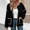 Lockere Damen-Fleecejacke Herbst Winter Oberbekleidung Colorblock Oversize Mantel Grenzüberschreitender E-Commerce Unabhängiger Shop