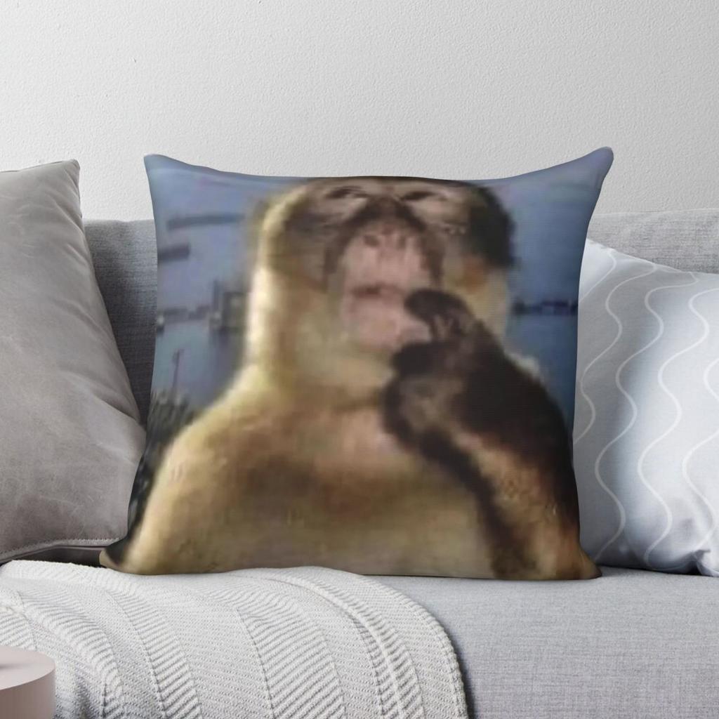 Monkey Thinking Pillowcase Polyester Linen Velvet Creative Zip Decor Pillow Case Sofa Seater Cushion Cover Wholesale 45x45