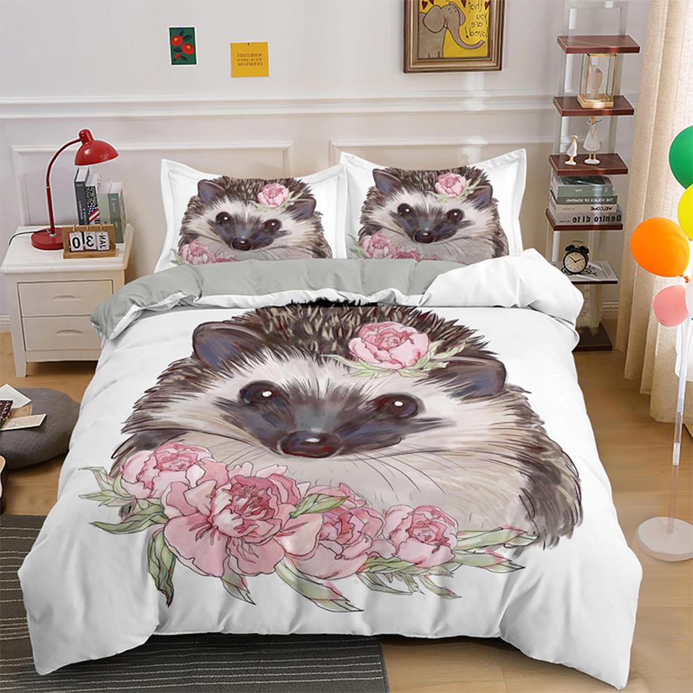 3D multfilmas ezis drukāšanai segas segas komplekts jauks dzīvnieku tēmas gultas veļas komplekts karaļa izmēra poliestera segas pārvalks zēnam.
